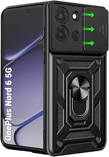 TheGiftKart Tough Armor Bumper Back Cover Case for OnePlus Nord 6 5G | Kickstand & Ring Holder | 360 Degree Protection Back Cover Case for OnePlus Nord 6 5G (PC & TPU, Sliding Camera Cover, Black)