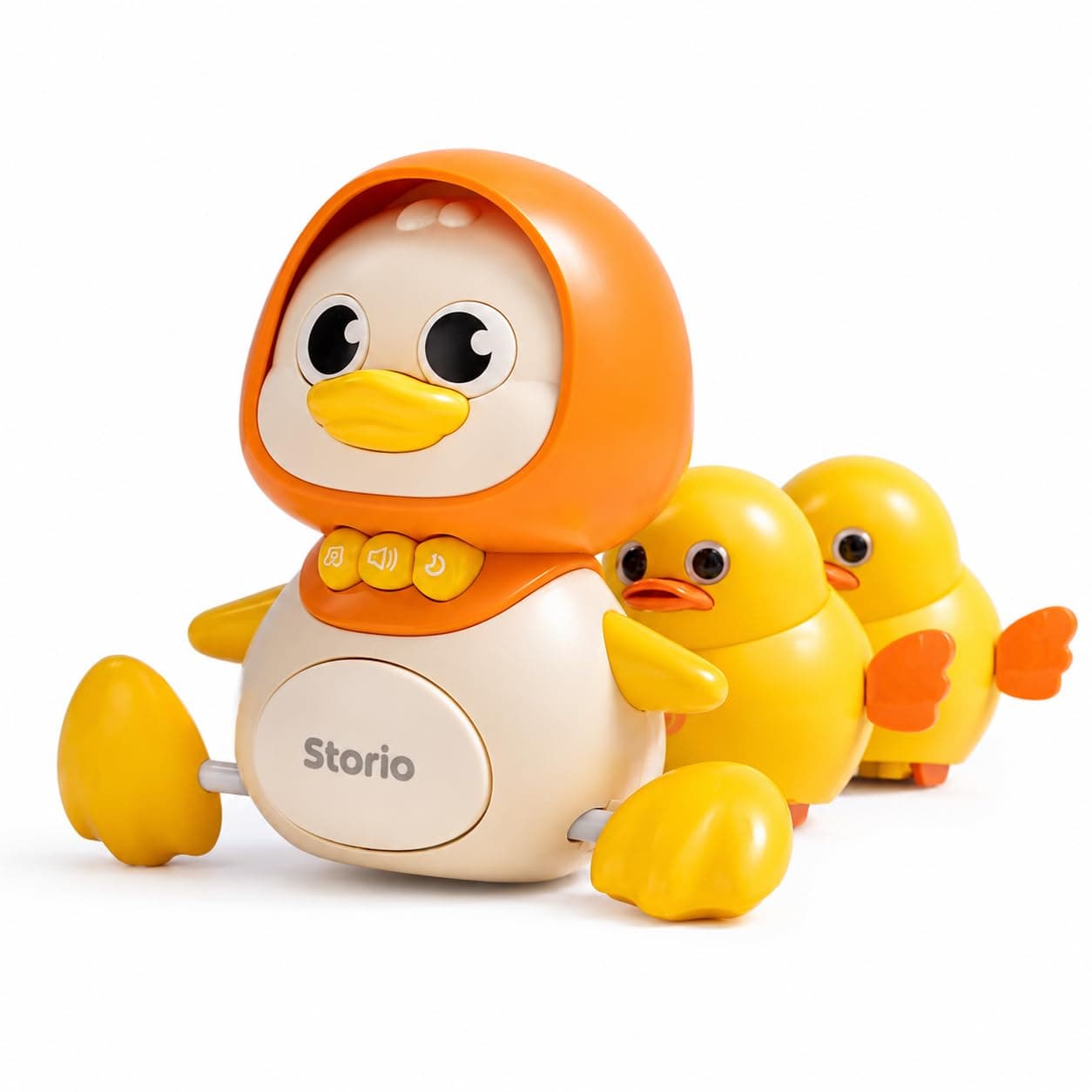 Storio Crawling Duck Musical Toy for Babies & Toddlers | Educational Sound Toy with Lights & Music | Walking Mother Duck with 2 Ducklings | Encourages Crawling, Early Learning, Sensory Play