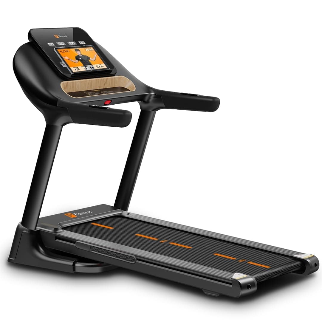 Flexnest Flextead 2.0 Smart Treadmill, Max Speed 15km/h with 500+ Classes and Virtual Walks for Home Walking and Running with in-Built Bluetooth Speaker - Black (5.5HP Motor)
