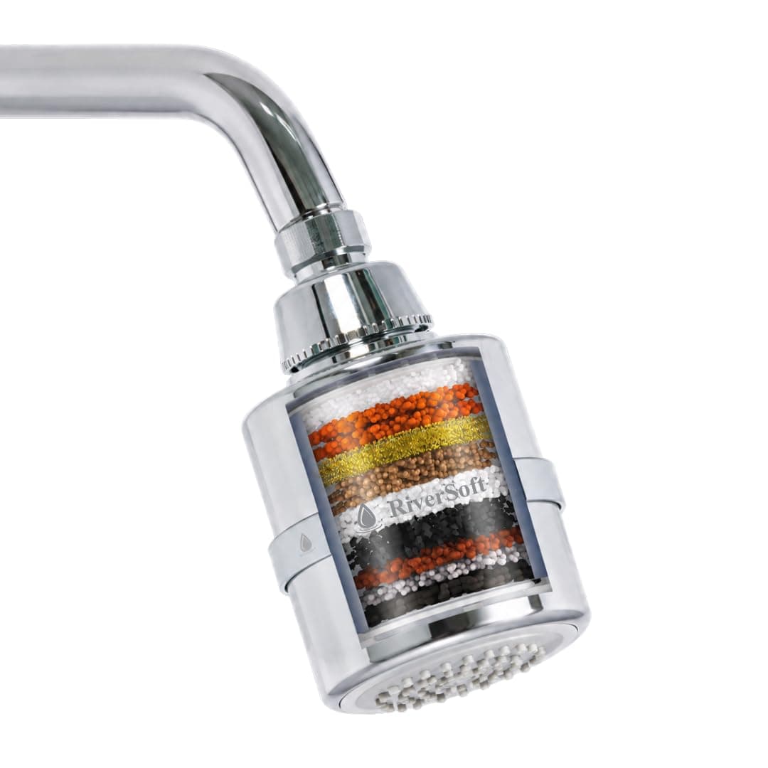 RiverSoft DIVA-01 Hard Water Shower Filter for bathroom | Water Softener for Shower | Water Softener for Bath | Reduces Hairfall (Chrome, Pack of 1)