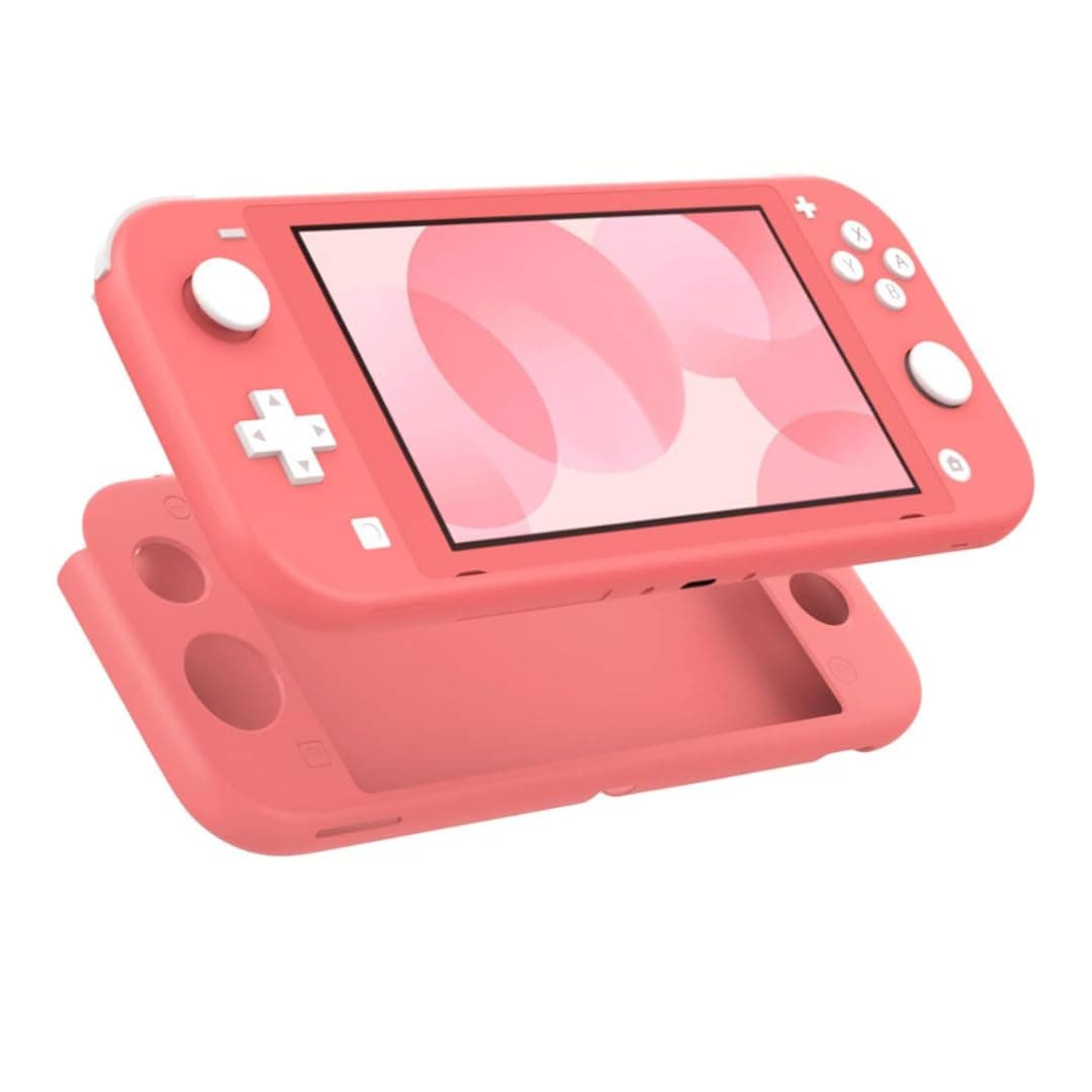 TMG Protective Case Cover for Nintendo Switch Lite, Silicone Protective Rubber Cover, Shock-Absorption Anti-Scratch Non-Slip Case for Nintendo Switch Lite Console - Turquoise (Coral)