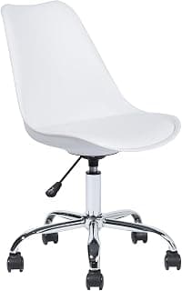 My Art Design - Scandinavian 1 Chair with Padded & Solid Wood Oak Legs for Cafe, Home, Hotel & Office (White Color Chair) (White Wheels)