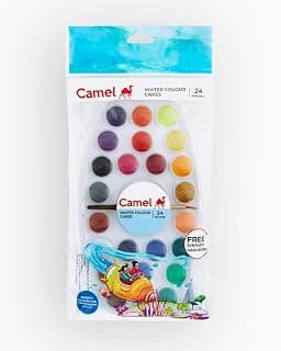 Camlin Water Colour Cake – 24 Shades | Rich & Vibrant Colors | Easy to Use & Blend | Ideal for School Projects, Art & Hobby Painting | Multicolor | Pack of 1