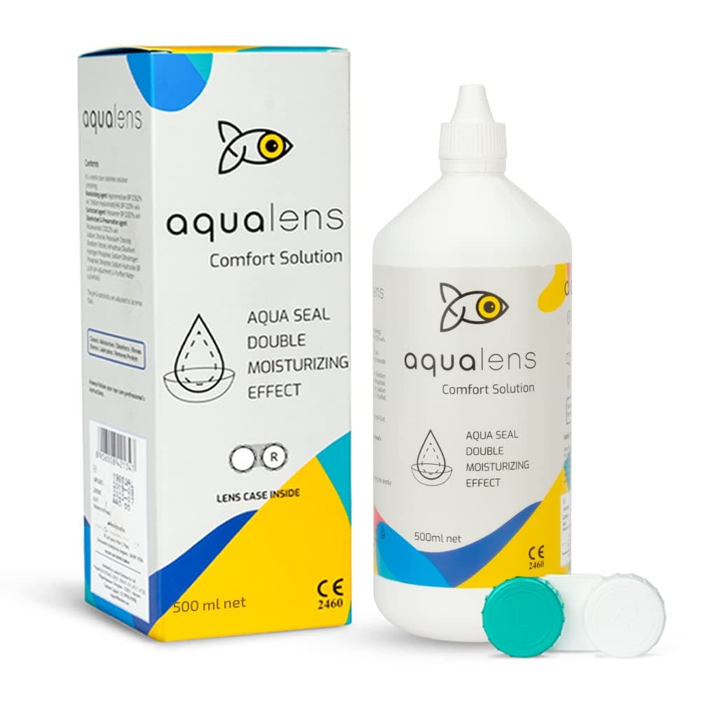 Aqualens Comfort Contact Lens Solution 500ML - Pack of 1 (Lens Cases Free)
