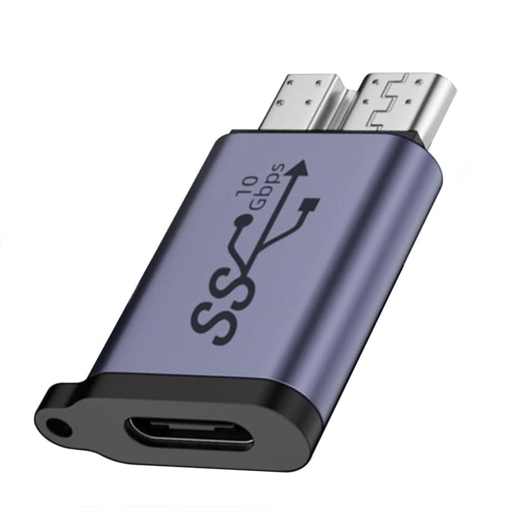 ETZIN 10Gbps USB C Female to Micro B Male Data Adapter Type C to Micro B Male Converter, for External Hard SSD Drive Tablet Digital Camera Phone Laptop(90 Degree, Pack-of-1) EPL-1173TC