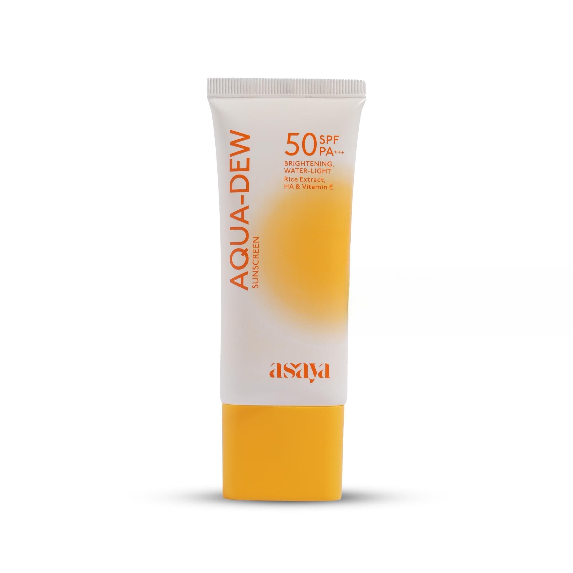 Asaya Aqua Dew Sunscreen SPF 50 PA+++ | In VIVO Tested | UVA/B Light Protection | Blue Light Protect | Dewy | With Rice Extract | No White Cast | Prevents Tanning | Ultra Light Water Sunscreen | Water & Sweat Resistant | Fragrance-Free | For Even Toned & Glowing Skin | For Men & Women | Oily, Dry & Sensitive Skin | 50 ml