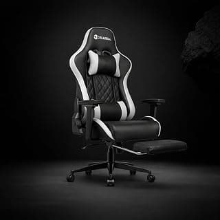 CELLBELL Shadow FT Ergonomic Gaming Chair with Footrest Premium PU Leather 4D Armrests 180 Degree Recline Class 4 Hydraulic Tilt Lock Diamond Design Heavy Duty Base 60mm Wheels (White)