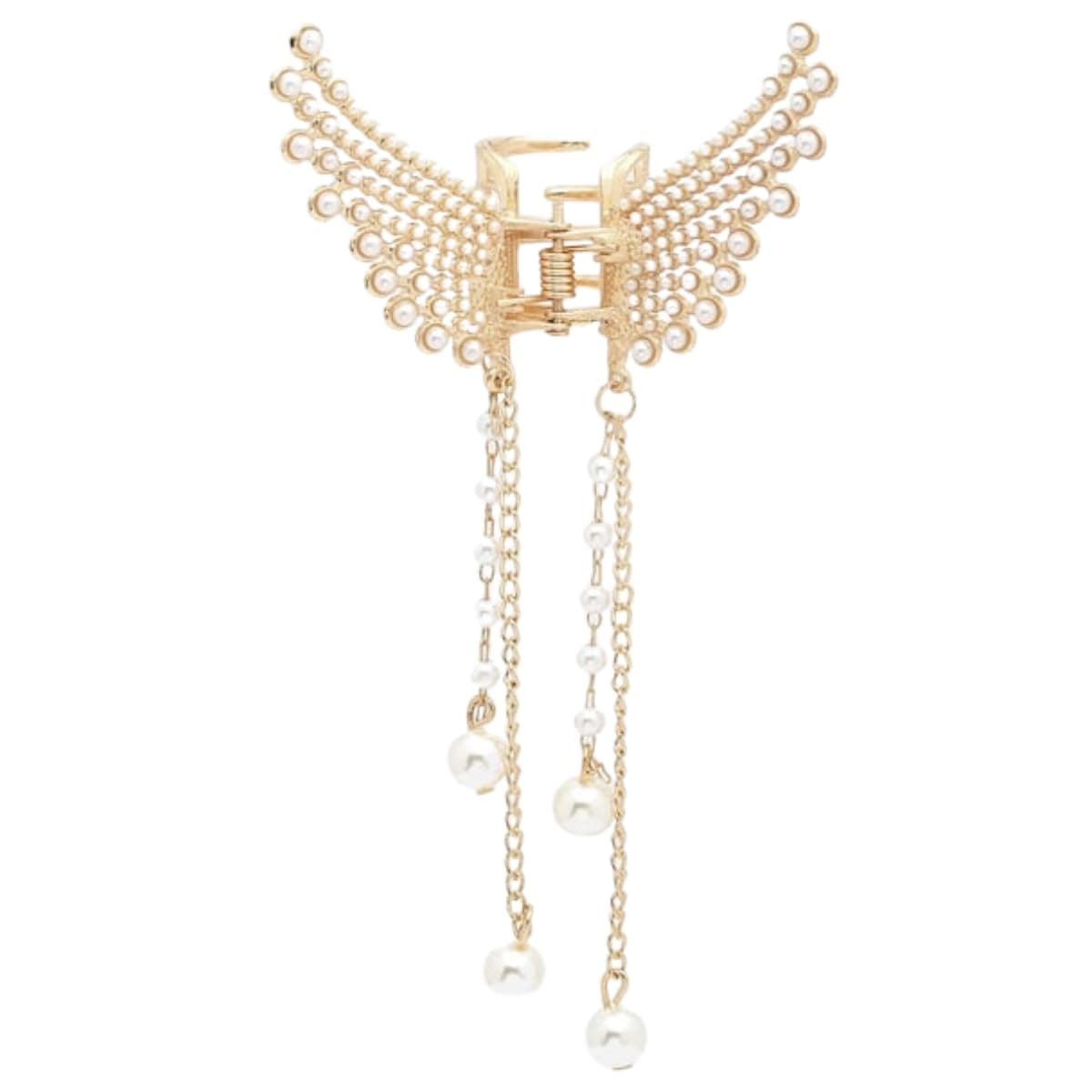 Jwella Korean StyleHair Clips For Women - Butterfly Clips For Women, Korean Hair Accessories - Butterfly Clip With Pearls & Rhinestone - Hair Accessories for Women (1 Pc) Butterfly Clutcher For Hair