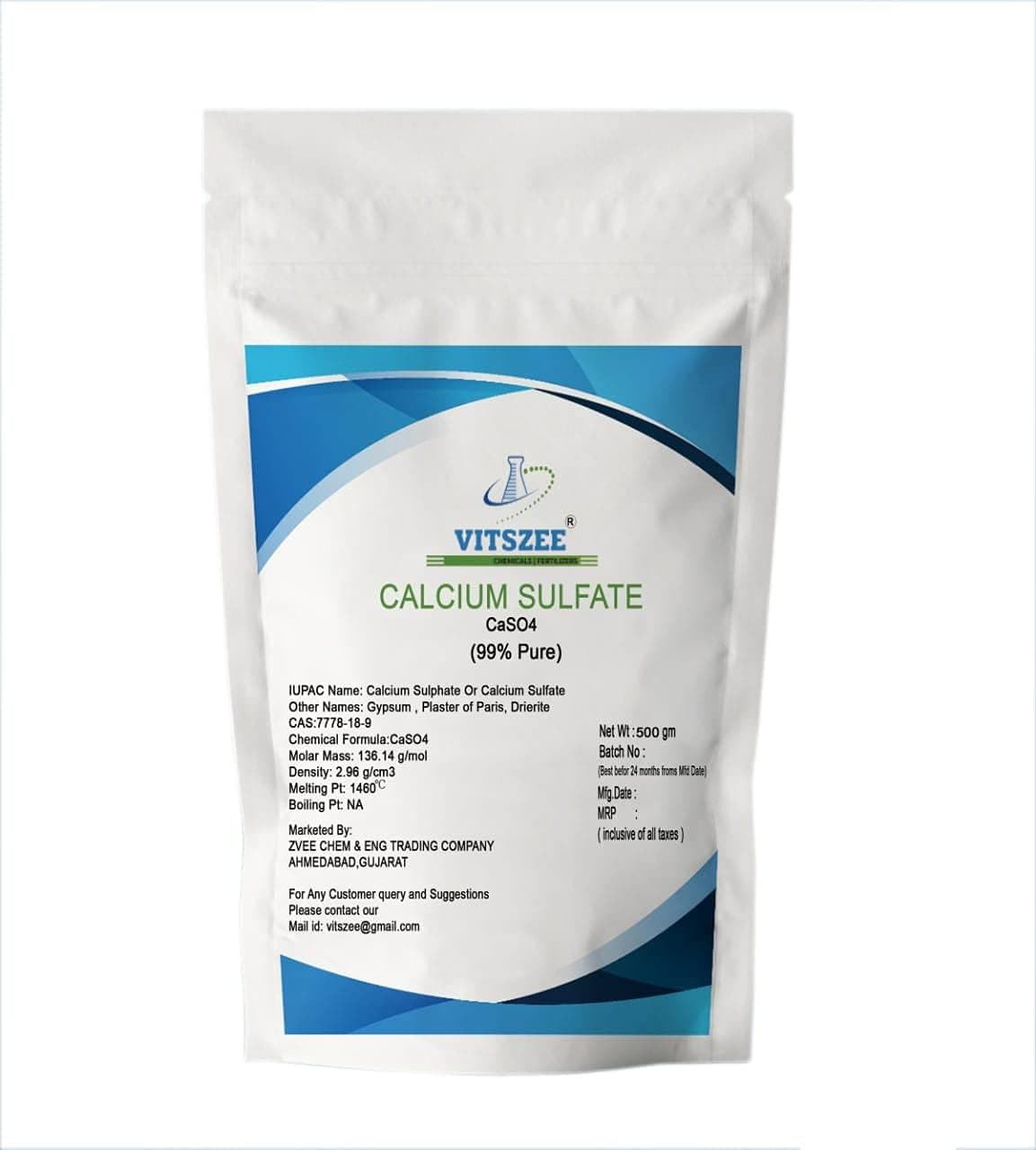 VITSZEE Calcium Sulphate Powder 500gm | Calcium Sulfate Powder | CaSo4