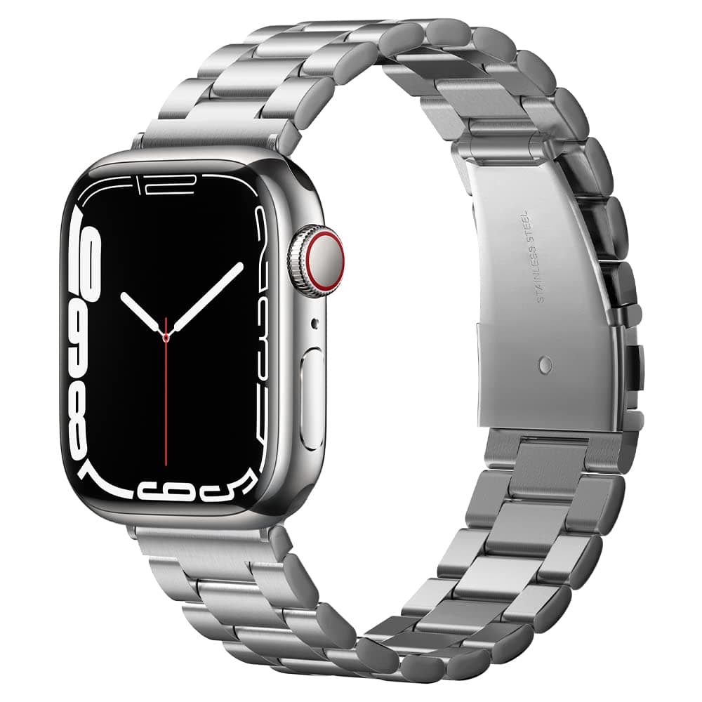 Spigen Strap Band for Apple Watch Ultra 3/2/1 49mm, Series 11/10 46mm, 9/8/7 45mm, SE3/SE2/SE/6/5/4 44mm, 3/2/1 42mm, Sleek Design, Durable(Modern Fit) - Silver