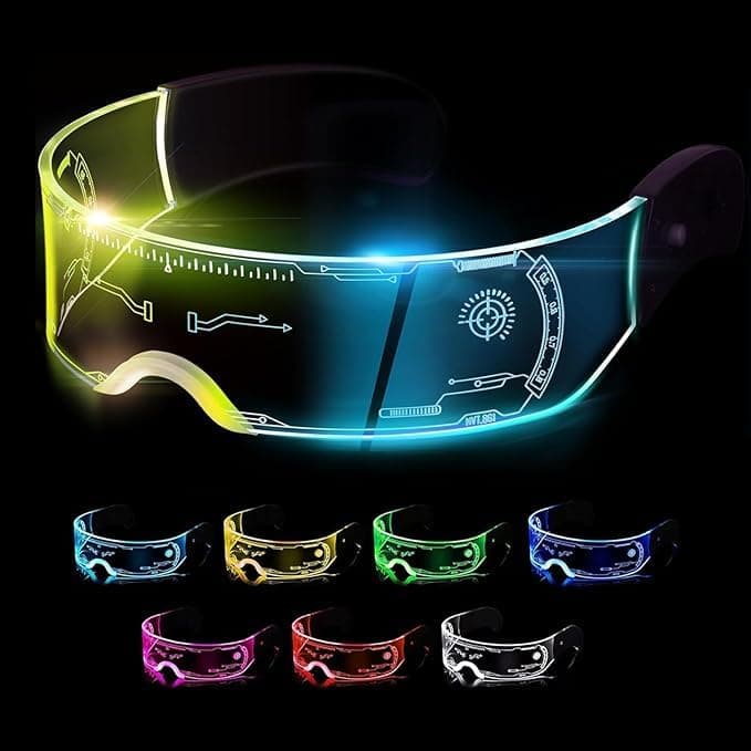 Cyberpunk Visor Glasses for Men & Women, Futuristic Cosplay Face Visor, Sci-Fi Costume Eyewear for Halloween, Anime, Comic Con, DJ, Festival, Party & Fancy Dress Accessories (Luminous Glasses)