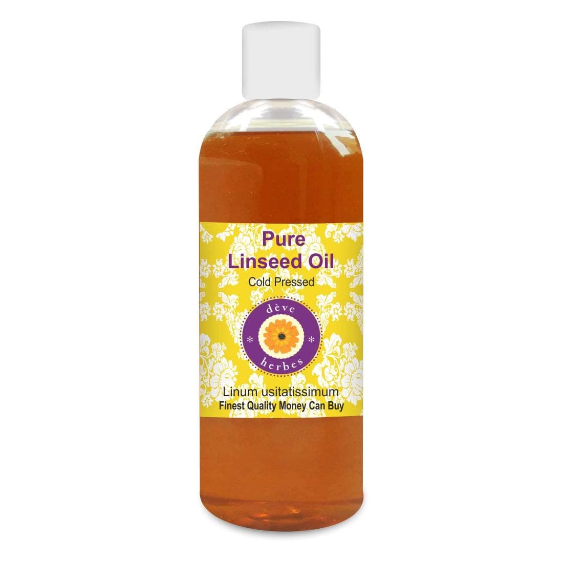 Deve Herbes Pure Linseed Oil (Linum usitatissimum) | Cold Pressed | Natural | Undiluted | For Diluting Essential Oils | For Skin & Massage | Men & Women | 200ml