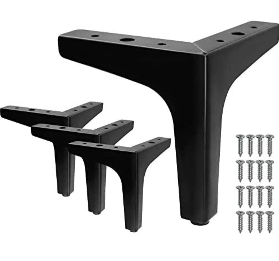Aakash Decor Black Finish Sofa Leg 5 Inches (Set of 4) - Metal Heavy Duty Furniture Leg for Home, Office Sofa Paya with Including Mounting Screw | Rustproof T- Shape Sofa Leg/Support Leg 12 cm