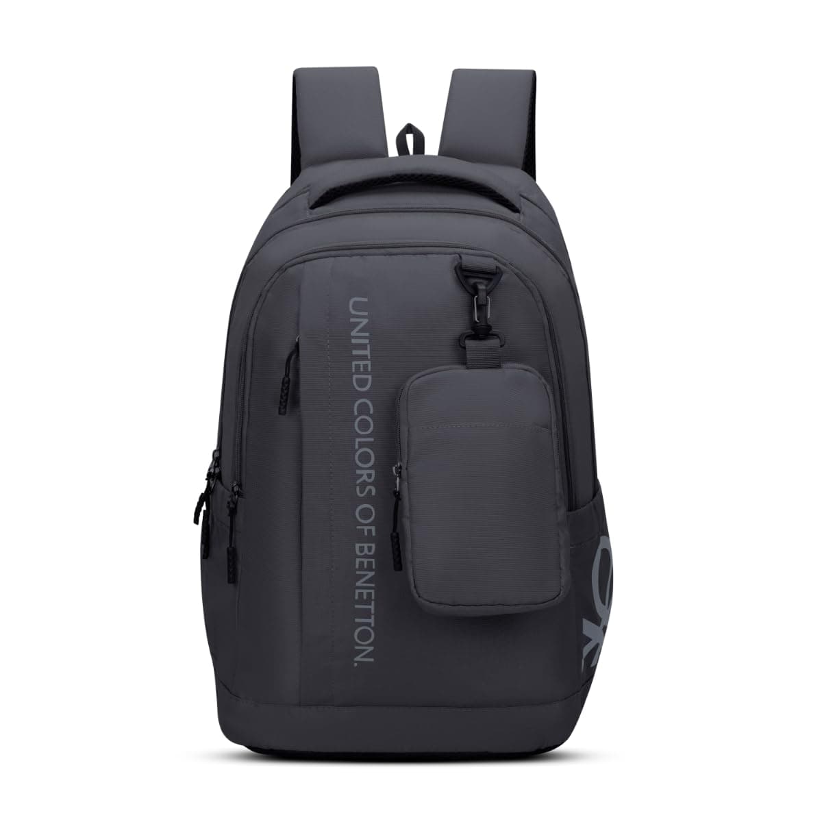 United Colors of Benetton Apex 33L Backpack - Olive, Water-Resistant, Minimalist 3-Compartment Design with Detachable Pouch & 1-Year Warranty