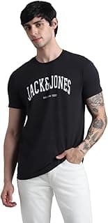 JACK & JONES Jack&Jones Men's Cotton Logo Print Slim Fit T-Shirt