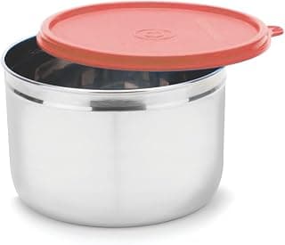SignoraWareStore well Stainless Steel Storage Container | Airtight & Leakproof | Easy fit to bags | Keeps food Fresh & Odour free | Best for office Executives | Storing Leftovers (1.1 Ltr | Red)