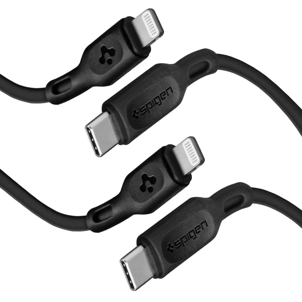 Spigen for Apple MFi Certified Type-C to Lightning Cable, 1M, Sync & Charge, for iPhone 14/13/12/11/10/9/8, iPad, AirPods with 8pin Port (C10CL 2Pack) - Black