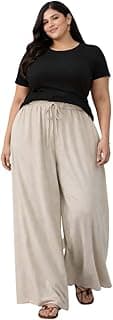 KOTTY Women’s Plus Size Wide Leg Pants with Elastic Waist Relaxed Fit Comfortable Casual Travel Wear Style