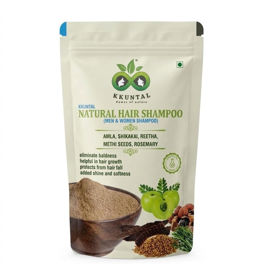 KKUNTAL Natural Hair Wash Powder | Amla Reetha Shikakai Methi & Rosemary Blend | Sulphate-Free Powder Shampoo Alternative | Helps Reduce Hair Fall & Dandruff | 200 g