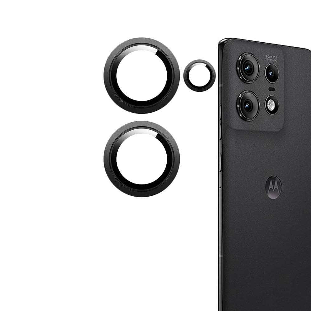 Amazon Brand - Solimo Glass Camera Lens Protector Protector Ring for Motorola Edge 50 Pro Case Friendly with Edge to Edge Coverage and Easy Installation (Black)