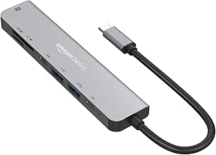 Amazon Basics 7-in-1 USB C HUB to 4K HDMI Multiport Adapter Compatible for USB C Laptops and Other Type C Devices MacBook Pro M1 M2,(4K HDMI USB3.0 SD/TF Card Reader 85W PD Data)