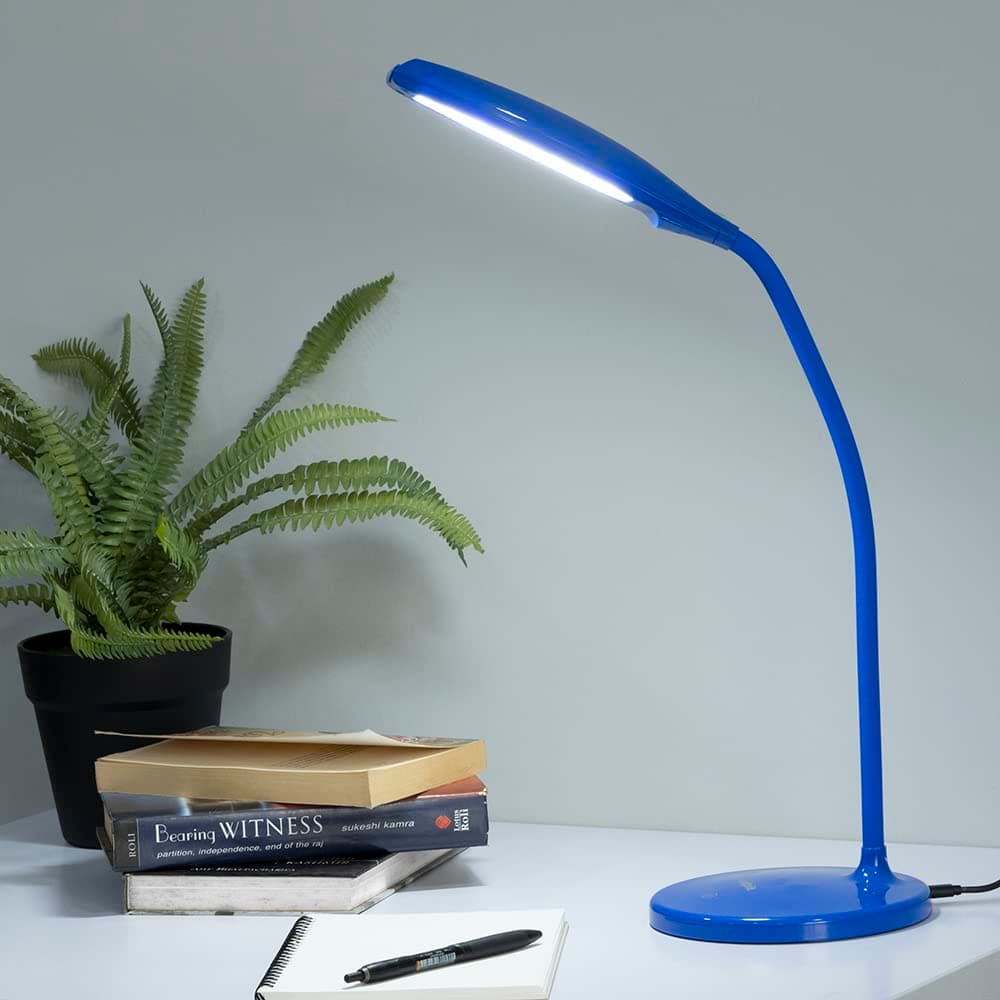 Wakefit Study Lamp | LED 7W Desk/Book Lamp with 5 Colour Modes | Wireless Charging with 3 Brightness Levels | Touch Control | Flexible Design | 1 Year Warranty (ABS, Blue)