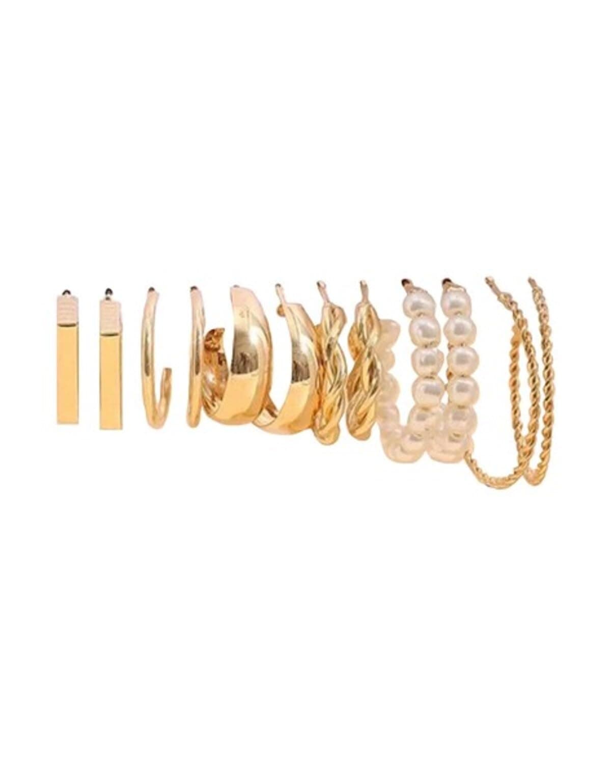 MEENAZ Earrings set for women 6 pairs | Gold Hoop & Studs Earring | Western Hoop Earrings Combo | Birthday Gift for Girls & Women for Wife