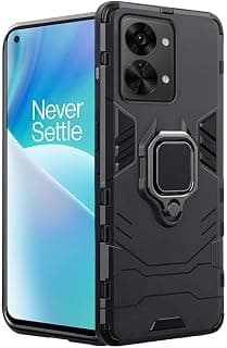 TheGiftKart Polycarbonate Tough Armor OnePlus Nord 2T 5G Bumper Back Cover Ring Holder & Kickstand in-Built 360 Degree Protection Back Cover for OnePlus Nord 2T 5G (Black)