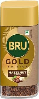 Bru Gold Hazelnut Granule Bottle,55 Gram|Flavoured Instant Coffee|Flavourful Twist To Your Everyday Coffee|Made With Freeze-Dried Coffee|Makes 40 Cups