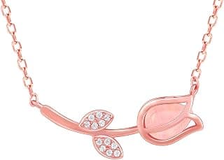 GIVA 925 Silver Anushka Sharma Rose Gold Pink Quartz Flower Necklace | Gifts for Girlfriend, Gifts for Women and Girls |With Certificate of Authenticity and 925 Stamp | 6 Month Warranty*