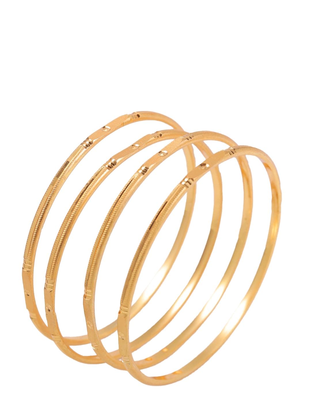 Zeraki Jewels Women's Traditional Gold Plated Ishika Bangle (Set of 4)