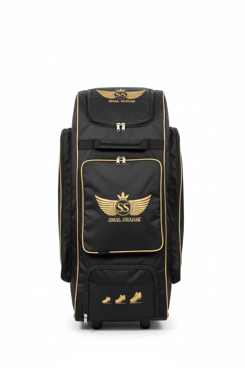 SWAGSWANK Power Nest Cricket Kit Bag with Shoe Cave, Blue, Wheeled Cricket Equipment Bag with Multiple Compartments (Black)