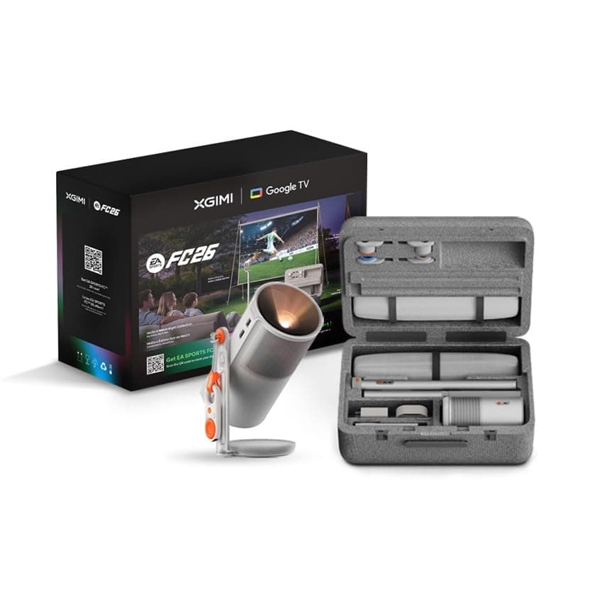 XGIMI 2026 Limited Edition MoGo 4 World Cup Bundle, 1080P Full HD Portable Projector with Stand, Screen & Carrying Case, 450 ISO Lumens, Google TV, 2x6W Harman Kardon Speakers, for Home/Work/Camping