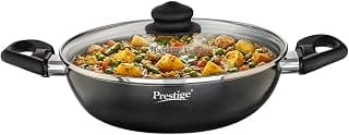 Prestige Omega Deluxe Granite Kadai | 3.25 L | Black | Induction Base | 5 Layer Non-Stick Granite Finish | Scratch Resistant | Dishwasher Safe | Metal Spoon Friendly