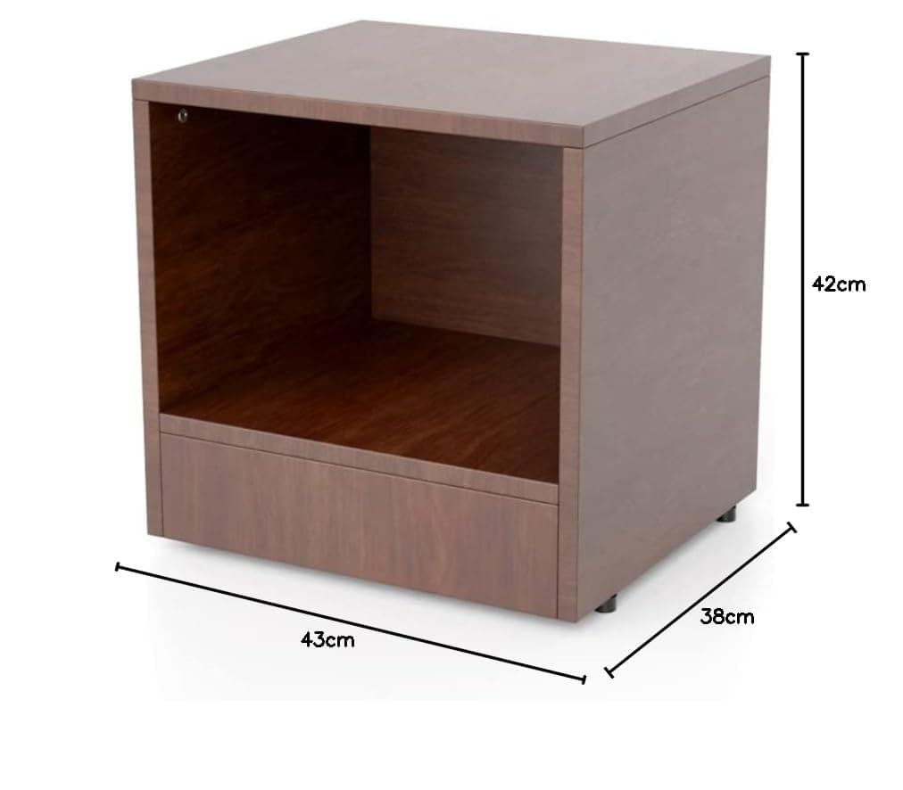 FURLAY CozyBox Bedside Table, Engineered Wood Nightstand with Open Shelf Storage, Modern Side Table for Bedroom, Living Room & Office (FWBST-Woodland - 46 x 38 x 46cm)