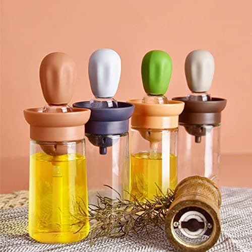 ONICRON Chef's Basting Set Silicone Oil Pastry Brush Dispenser Glass Docking Bowl for Cooking, BBQ, Baking and Grilling, Color: Multi, Medium