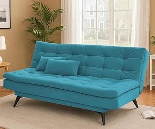 Casaliving Danny 3 Seater Sofa Cum Bed for Living Room Premium Fabric Sofa for Living Room (Turquise Colour Sofa)