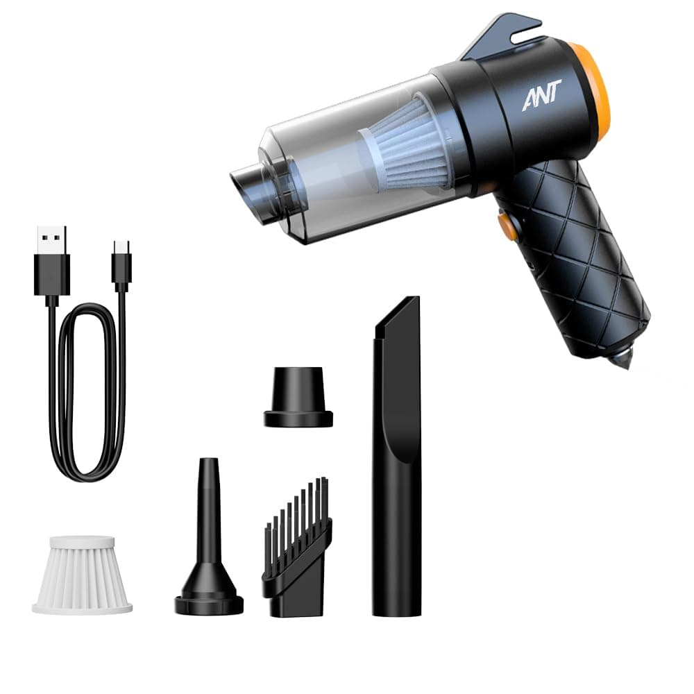 Ant 6 in 1 Emergency Vacuum Cleaner with Window Breaker Seat Belt Cutter Mini Wireless Emergency Vacuum Cleaner with 2500pa Suction Power,Dust Buster,Portable Hoover Vacuum for Car Home Office_ DB11