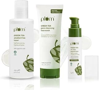 Plum Green Tea Clear Skin Trio | Face Wash 100ml, Toner 200ml & Oil-Free Moisturizer 50ml | For Oily & Acne-Prone Skin