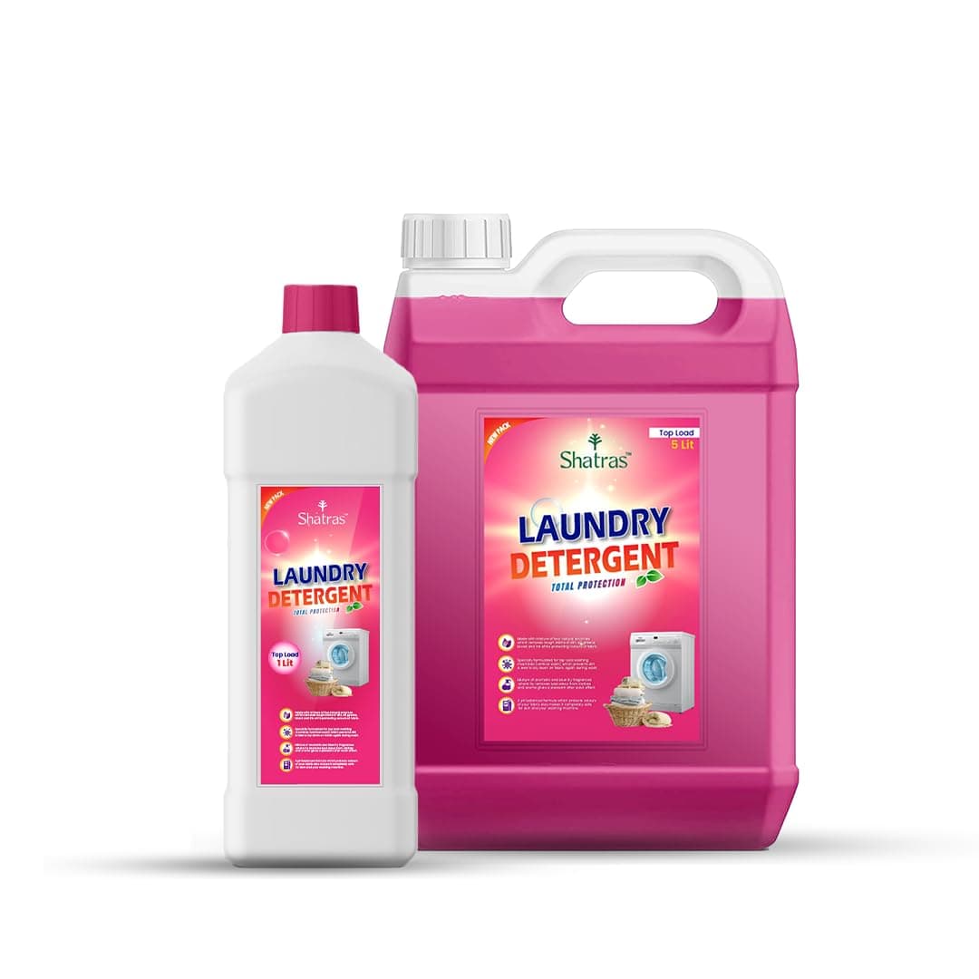 Shatras 5 + 1 Liter Bio Cleaning Solutions Natural Laundry Liquid, Caustic Free, Biodegradable, Baby Safe, No Harmful Chemicals, No Acid, Eco-Friendly, Environment Friendly, Non Toxic- Pink Lily (6L)