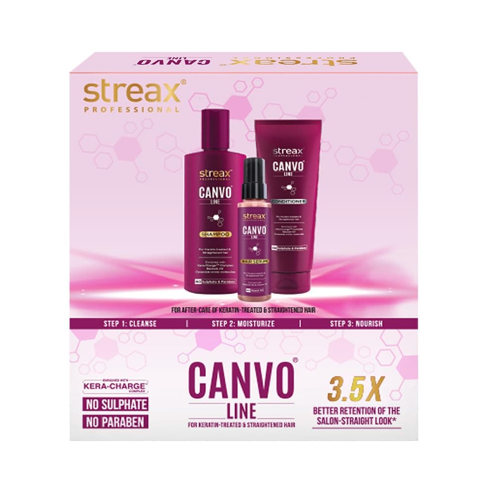 Streax Professional Canvoline Shampoo and Conditioner with Hair Serum combo - 300ml + 240gm +100 ml for Straight hair, Shampoo and conditioner for women & men , shampoo for frizzy and dry hair