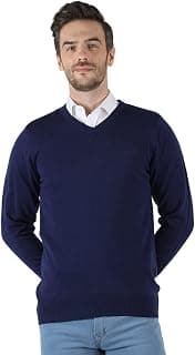 Generic MANRA Men V-Neck Solid Woolen Full Sleeve Sweater for Winter