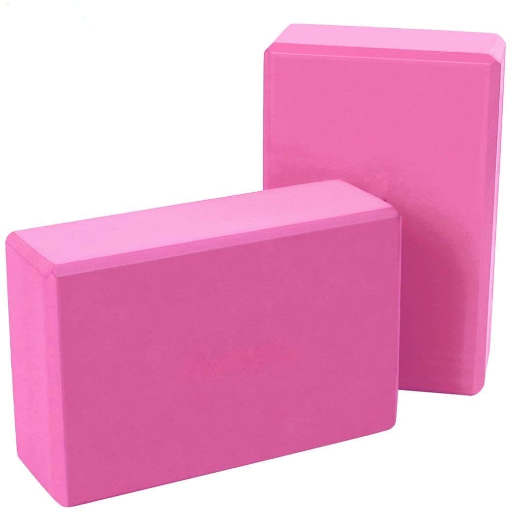 OLAHRAGA Eva Foam High Density Fitness Home Gym Workout Yoga Block to Support and Deepen Poses (Pink)