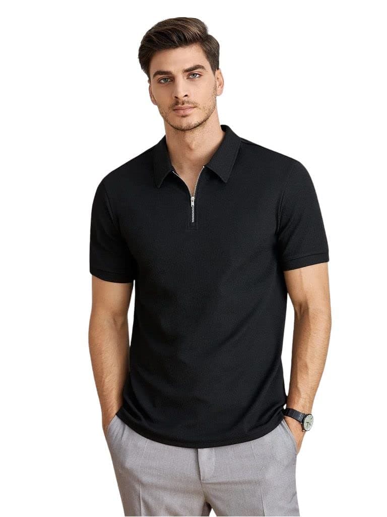 GRECIILOOKS Men's Poly Cotton Solid Polo Tshirt | Collar Tshirts | Half Sleeves | Plain-Regular Fit | Casual T-Shirt for Men