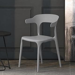 CELLBELL CurveX Plastic Arm Chair for Living Room, Dining, Bedroom, Balcony & Garden Set of 1 | Modern Accent Chair with Armrests | Durable PP & Glass Fiber Construction | Indoor Outdoor Use (Grey)