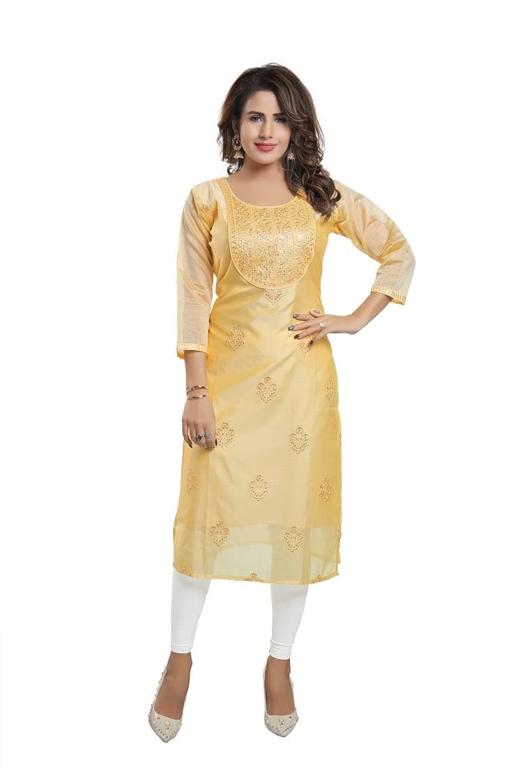 DARIKA Designer wear Silk Kurti for Women Solid in Plus Size & Small Size.
