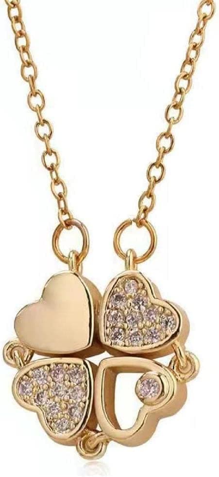 MEENAZ Pendant For Women Girls Ladies girlfriend Wife Jewellery Multi Heart Necklace 4 Magnetic Rose Gold fashion set love Diamond magnet Western Pendants chain Valentine gifts Birthday propose -347