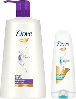 Dove Daily Shine Shampoo, 650ml & Dryness Care Conditioner, 180ml