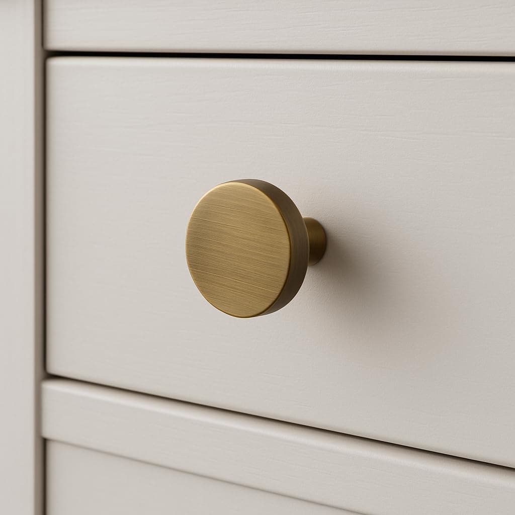 ABVIN Premium Thin Solid Brass Knobs Bar Handles, Modern Gold Cabinet Hardware, Furniture Pulls for Doors, Cabinets, Cupboards & Drawers (Knob)