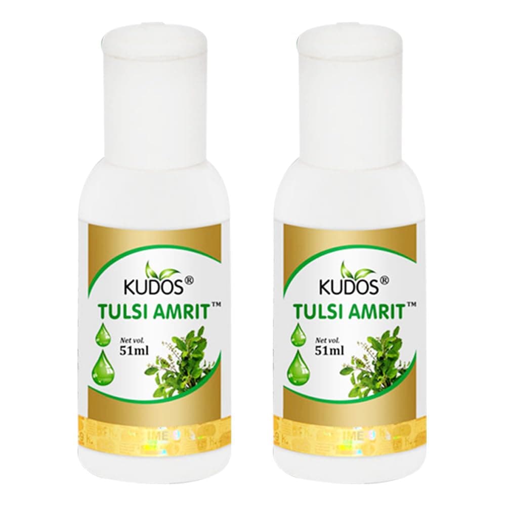 Kudos Vedic Tulsi Amrit Drop – Natural Immunity Support with 5 Types of Holy Basil | Ayurvedic Herbal Drops | 51 ml (Pack of 2)